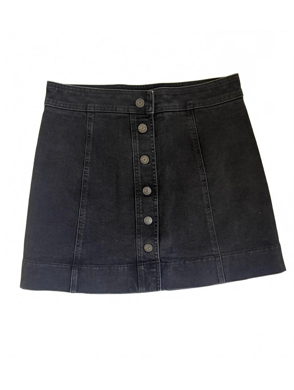 Madewell | Women’s Black Denim Mini Skirt Vertical Buttons Size 6